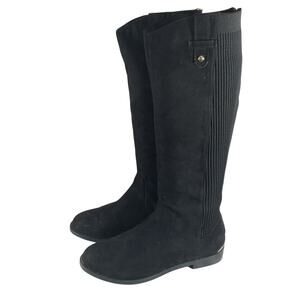 NWOT-1 SHOW! KENNETH COLE! BLACK VEGAN LEATHER & NEOPRENE ELASTIC BOOTS! SZ 7.5M
